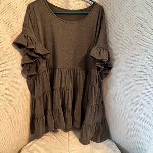 Gray t-shirt material ruffle shirt